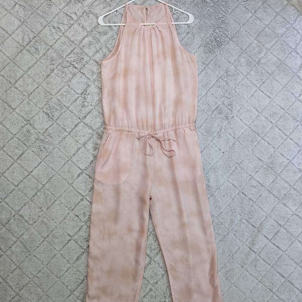 Cloth and Stone Halter Jumpsuit Women's Medium Light Pink Tie Dye Pockets